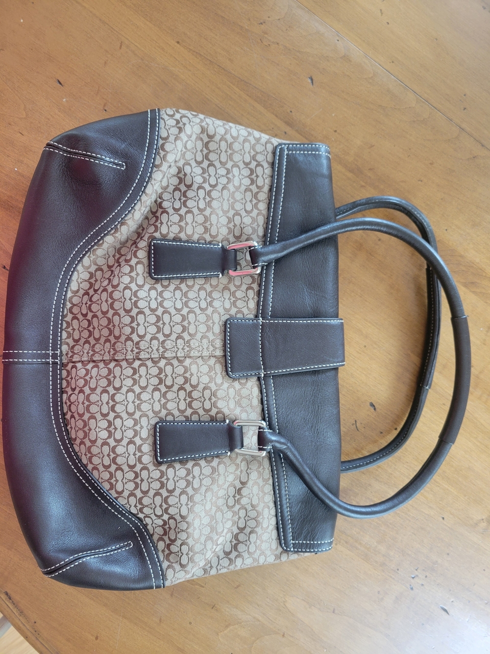 Coach Brown and Tan Signature Canvas Shoulder Bag - Picture 2 of 8